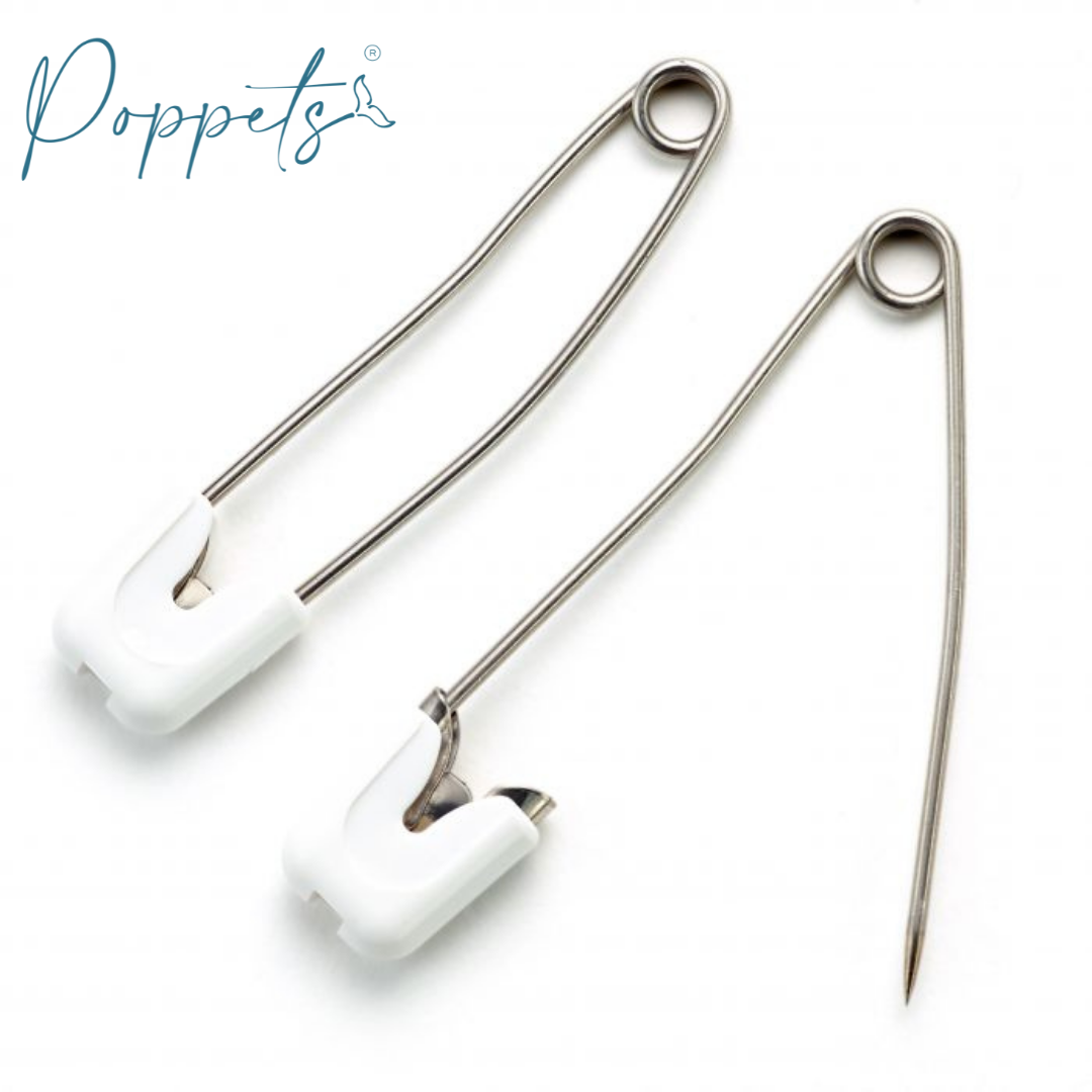 Prym Stainless Steel Nappy Pins, White, Pack of 4